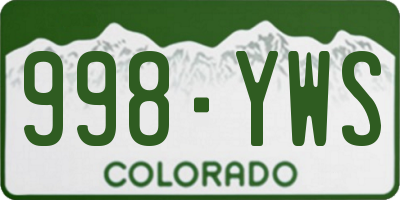 CO license plate 998YWS