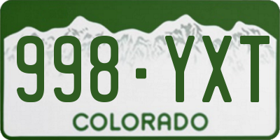 CO license plate 998YXT