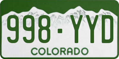 CO license plate 998YYD