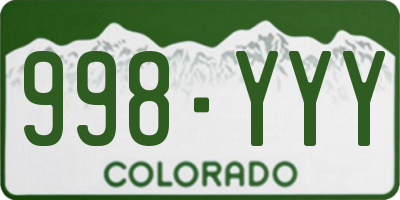 CO license plate 998YYY