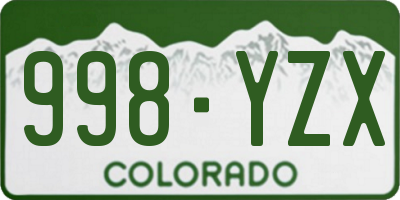 CO license plate 998YZX
