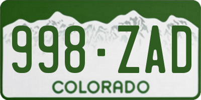 CO license plate 998ZAD