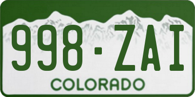 CO license plate 998ZAI