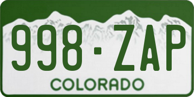 CO license plate 998ZAP