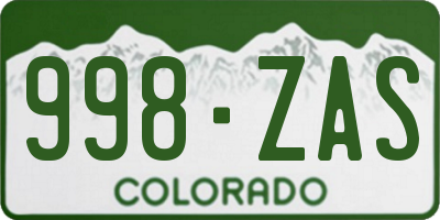 CO license plate 998ZAS