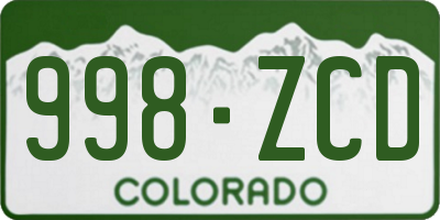 CO license plate 998ZCD
