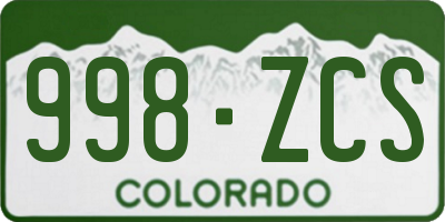 CO license plate 998ZCS