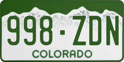 CO license plate 998ZDN