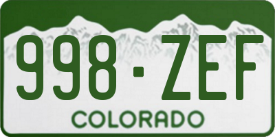 CO license plate 998ZEF