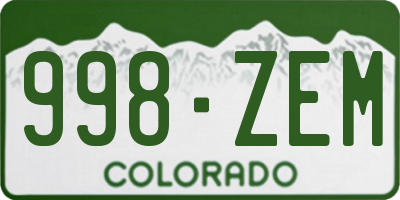 CO license plate 998ZEM