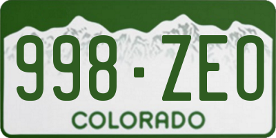 CO license plate 998ZEO