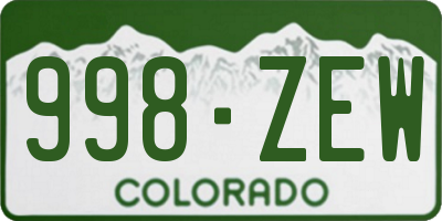 CO license plate 998ZEW