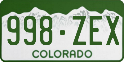 CO license plate 998ZEX