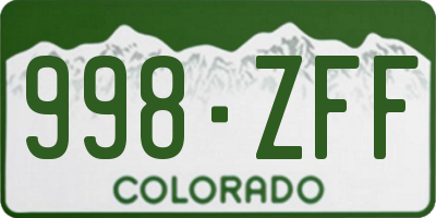 CO license plate 998ZFF