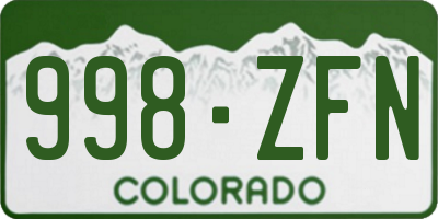 CO license plate 998ZFN