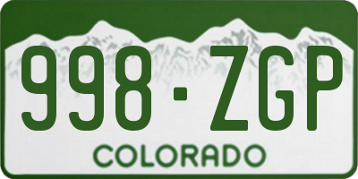 CO license plate 998ZGP