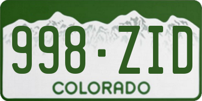CO license plate 998ZID
