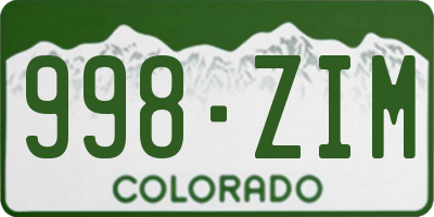 CO license plate 998ZIM