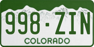 CO license plate 998ZIN