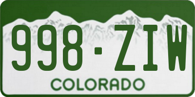 CO license plate 998ZIW