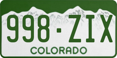 CO license plate 998ZIX