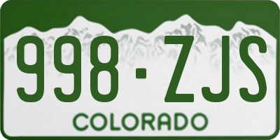 CO license plate 998ZJS
