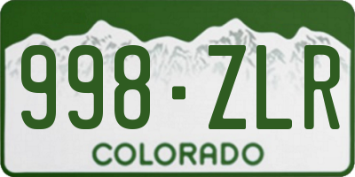 CO license plate 998ZLR