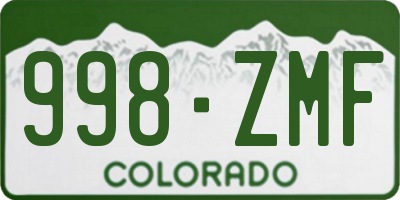 CO license plate 998ZMF