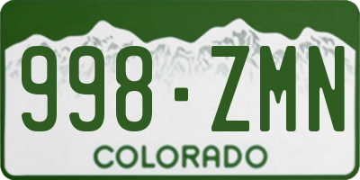 CO license plate 998ZMN