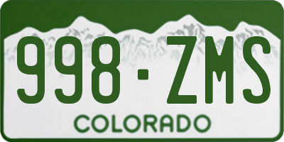 CO license plate 998ZMS