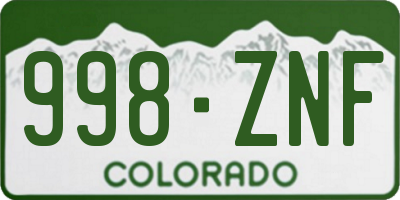 CO license plate 998ZNF
