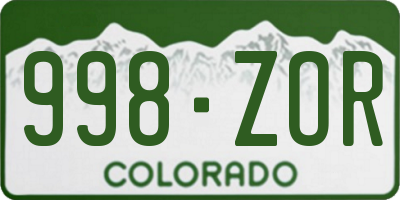 CO license plate 998ZOR