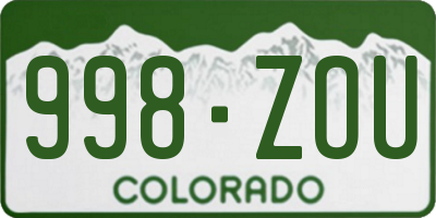 CO license plate 998ZOU