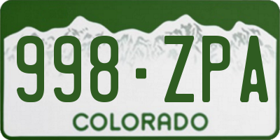 CO license plate 998ZPA