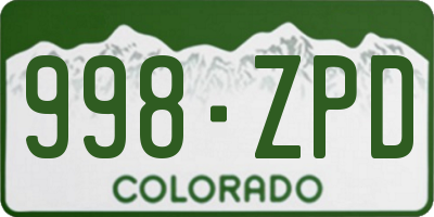 CO license plate 998ZPD