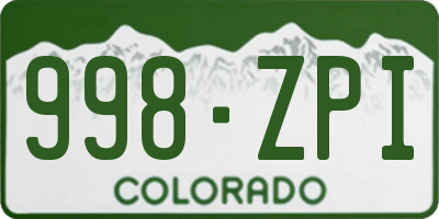 CO license plate 998ZPI