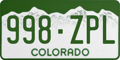 CO license plate 998ZPL