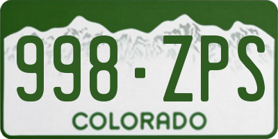 CO license plate 998ZPS