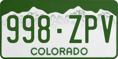 CO license plate 998ZPV