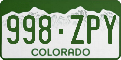 CO license plate 998ZPY