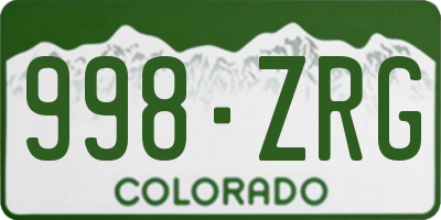 CO license plate 998ZRG