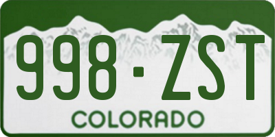CO license plate 998ZST