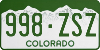CO license plate 998ZSZ