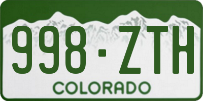 CO license plate 998ZTH