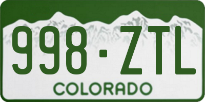 CO license plate 998ZTL