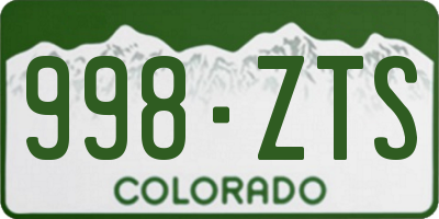 CO license plate 998ZTS