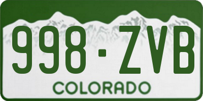 CO license plate 998ZVB