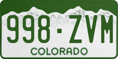 CO license plate 998ZVM