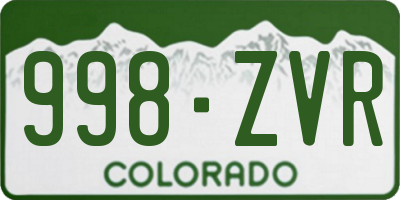 CO license plate 998ZVR