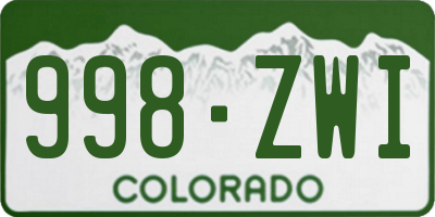 CO license plate 998ZWI